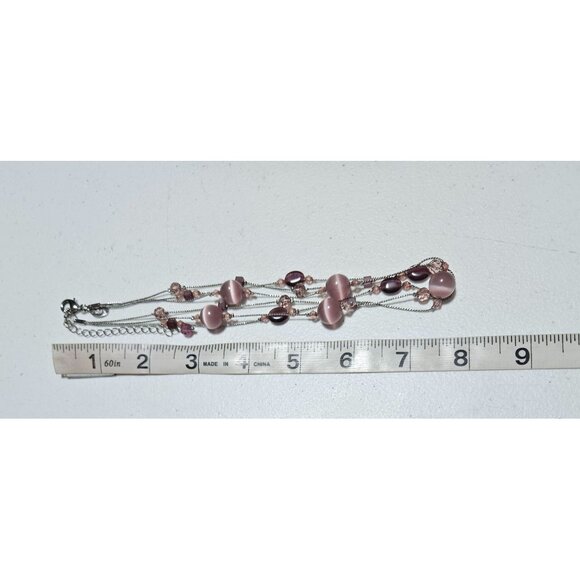 Lia Sophia Elegant Pink Beaded Multi Strand Necklace Statement Jewelry Women - Picture 6 of 7